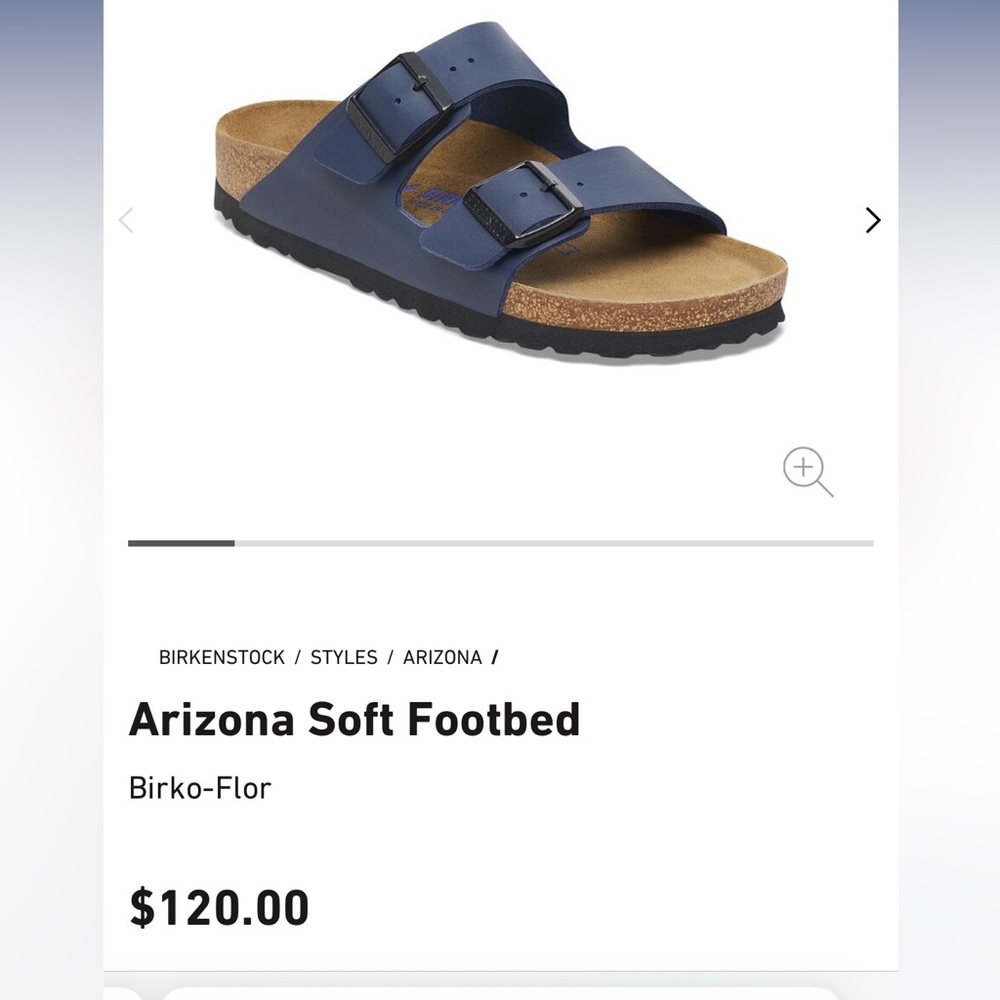 Birkenstock Arizona birko-flor navy blue soft footbed sandals size 37